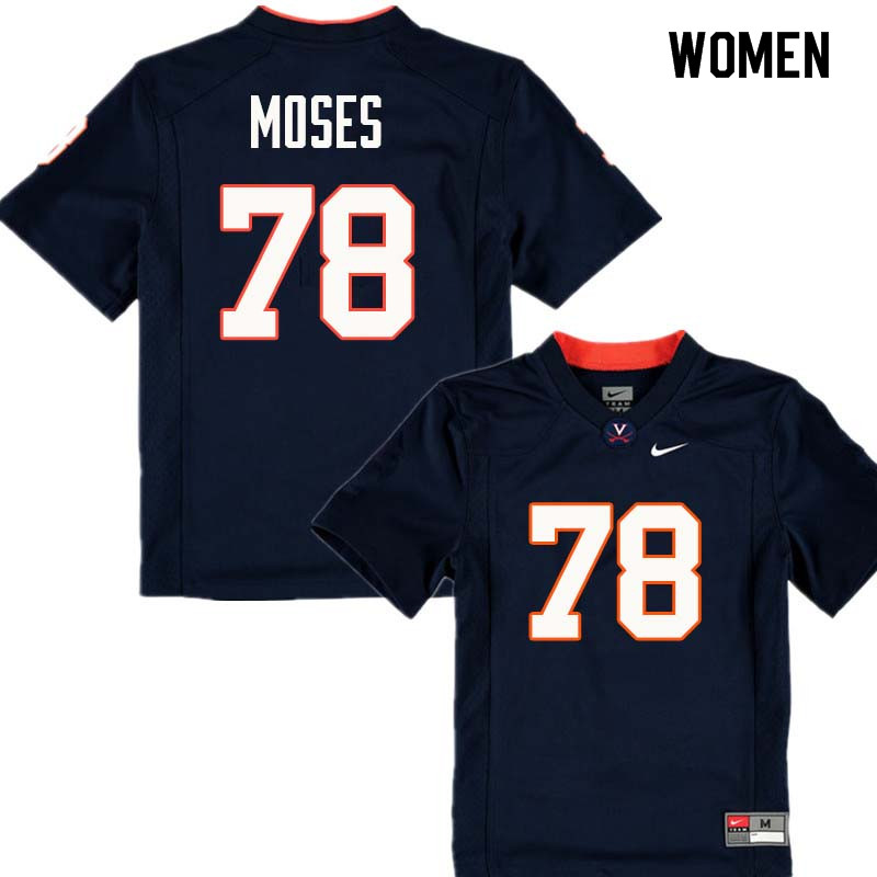 Women #78 Morgan Moses Virginia Cavaliers College Football Jerseys Sale-Navy